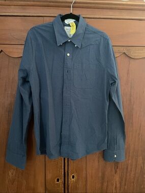 Abercrombie & Fitch Men's Navy Microdot Button-Down Shirt